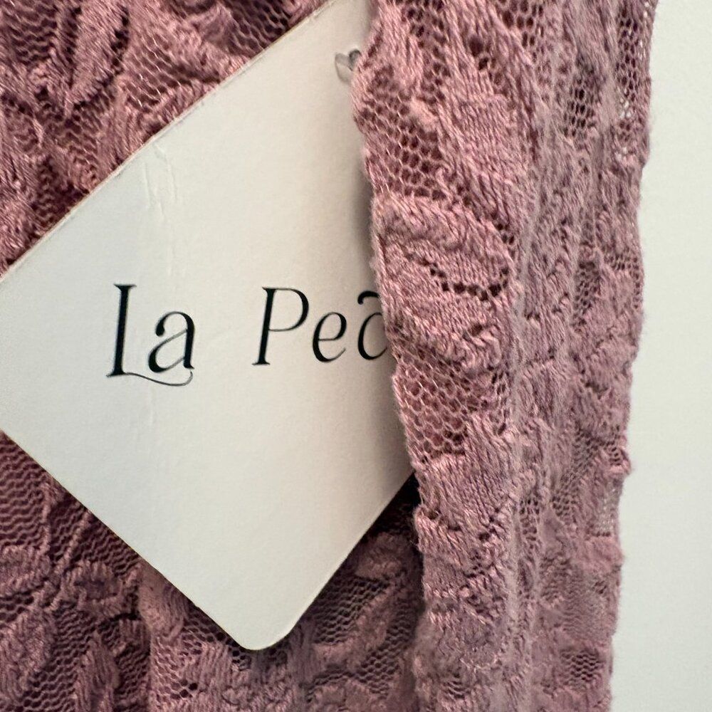 La Peche NWT Mauve Pink Lace Long Sleeve Top Fully Lined XL Romantic - Picture 6 of 9